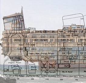 Lngsschnitt-Montage Mittschiffs: Reste der Kesselkonstruktionen erkennbar ...