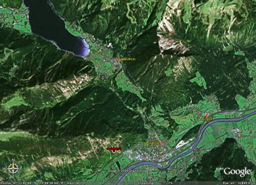 Zielgebiet bei Google Earth: Achensee und Inntal ...