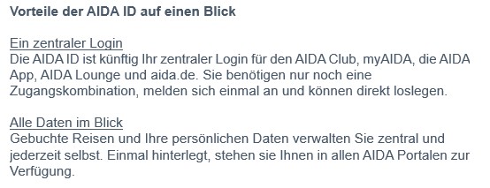 Vorteile der AIDA ID?