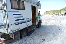 ... und schon eingesandet. Die Spuren rechts sind nicht von uns