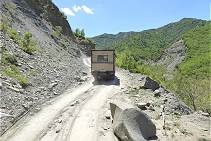 Beginn der 28 km Piste ...