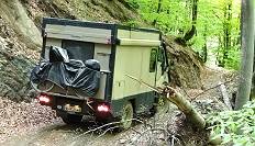 200 Meter den Weg hoch im Rckwrtsgang ...