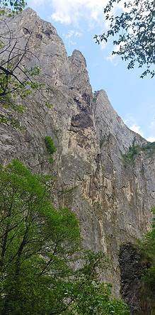 Steilwand voller Kletterer auf schwierigsten Routen ...