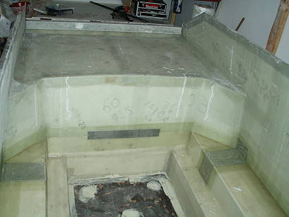 Die Alubleche eingearbeitet mit GFK-Matten ...