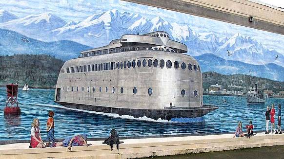 Wandmalerei in Port Angeles, Washington ...