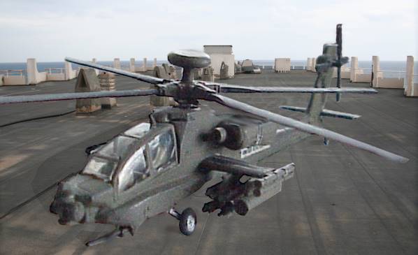 Ein Apache-Hubschrauber auf dem Dach vom Tres Islas ..?
