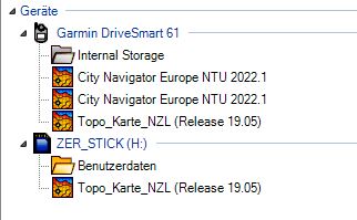 Karten auf dem Garmin-Gerät und auf dem USB-Stick ... Karten auf dem Garmin-Gerät und auf dem USB-Stick ...
