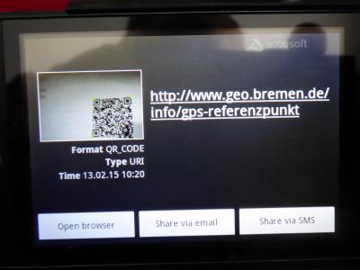 QR-Code auf dem Bremer Referenzpunkt ...