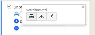Verkehrsmittel fr die Routenplanung ...