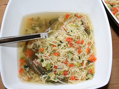 Jede Menge Gemse in der Nudelsuppe ...