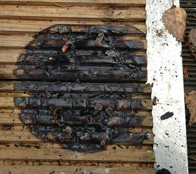 Fall B1: Untergrund nach 8 Min, vllig verkohlt