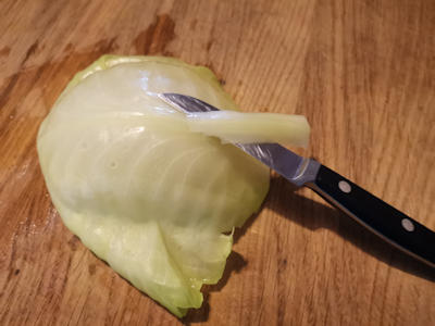 Blattrippe flach schneiden ... Blattrippe flach schneiden ...