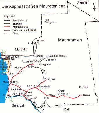 Mauretanien 2007 auf Asphaltstraßen ...
