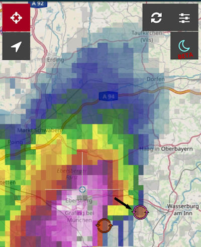 Mesozyklon in der Livemap ...
