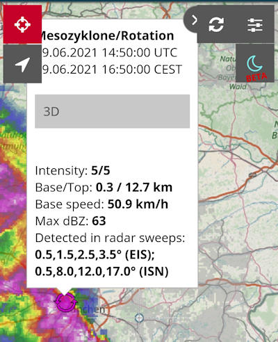Detailinformationen zum Mesozyklon ...