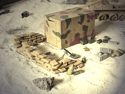 Sandsackstellung vor dem Shelter ...