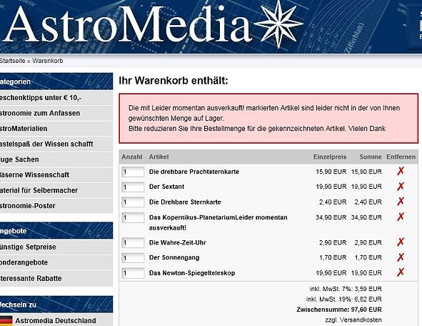 Gut eingebaut: Ein einziger Hinweis auf momentan ausverkauften Artikel ... Gut eingebaut: Ein einziger Hinweis auf momentan ausverkauften Artikel ...