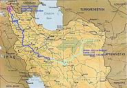 Reiseroute, zweite Etappe (trkis eingezeichnet) ...