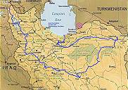 Reiseroute, vierte Etappe (trkis eingezeichnet) ...