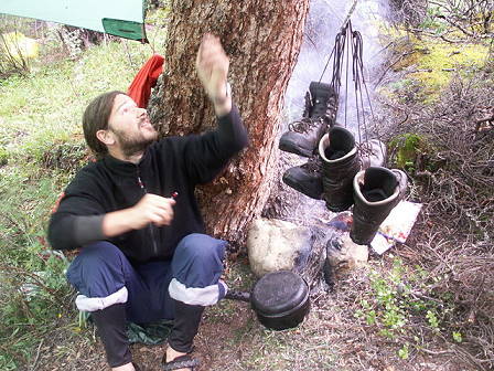 Schuhe und nasse Ausrstung mssen trocknen ...