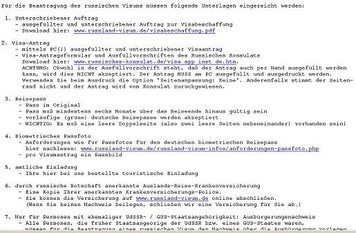 Unterlagen ohne Ende: Visumantrag ...