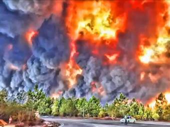 Bume entznden sich mit riesiger Flamme