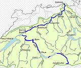 Verlauf der Aare (Karte: Friedrich-Karl Mohr, CC BY-SA 3.0 de, https://commons.wikimedia.org/w/index.php?curid=76773317 Verlauf der Aare (Karte: Friedrich-Karl Mohr, CC BY-SA 3.0 de, https://commons.wikimedia.org/w/index.php?curid=76773317