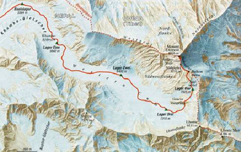 Die  Anstiegsroute ...