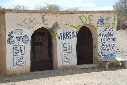 Evo Morales ist immer prsent: Wahlwerbung in Bolivien