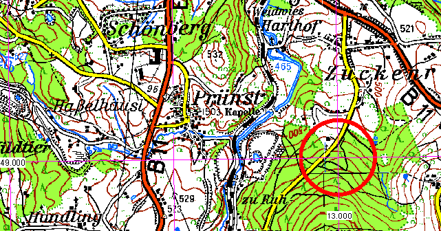 Wieder im Wald und wieder in der Nhe von Wegen: N49 E013 ...
