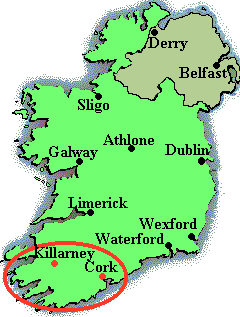 Karte von Irland / Cork und Kerry